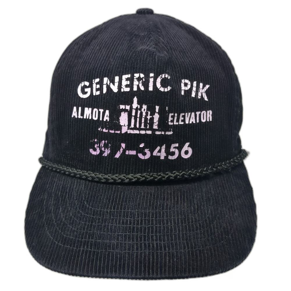 Otto 5 Panel Black Hat One Size Corduroy Rope Almota Elevator Graphic Cotton Cap